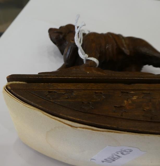 A Black Forest-Type Carved Oak Desk Blotter, early 20th century, in the form of a St Bernard, - Image 13 of 44