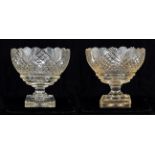 A Pair of Anglo-Irish Cut Glass Pedestal Bowls, early 19th century,