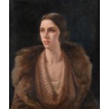 Circle of Sir Oswald Birley MC RA (1880-1952) Head a shoulders portrait of an elegant lady wearing