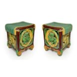 A Pair of Minton Majolica Garden Seats, 1863,