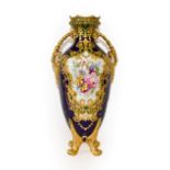 A Royal Crown Derby Porcelain Twin-Handled Vase, circa 1900,