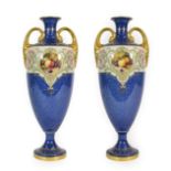 A Pair of Royal Worcester Porcelain Vases, painted by Horace Price, 1921,