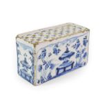 An English Delft Flower Brick, circa 1740, of rectangular form,