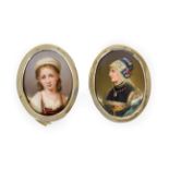 A Pair of German Porcelain Plaques, late 19th century, of oval form,