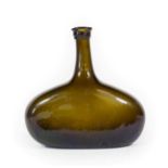 A Green Glass Side-Flattened Bottle, probably Low Countries or Germany, mid 18th century,