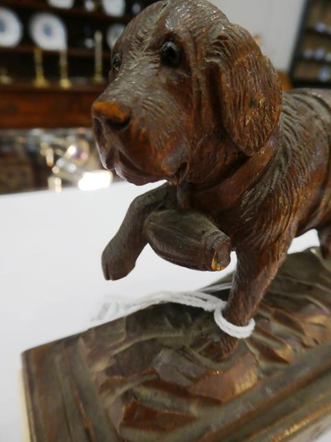 A Black Forest-Type Carved Oak Desk Blotter, early 20th century, in the form of a St Bernard, - Image 3 of 44