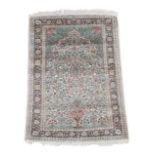 Kashmir Silk Piled Prayer Rug North West India,