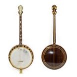 Wm L Lange Paramount Style F Four String Banjo 11'' head, 19 frets, 24 lugs, quick release