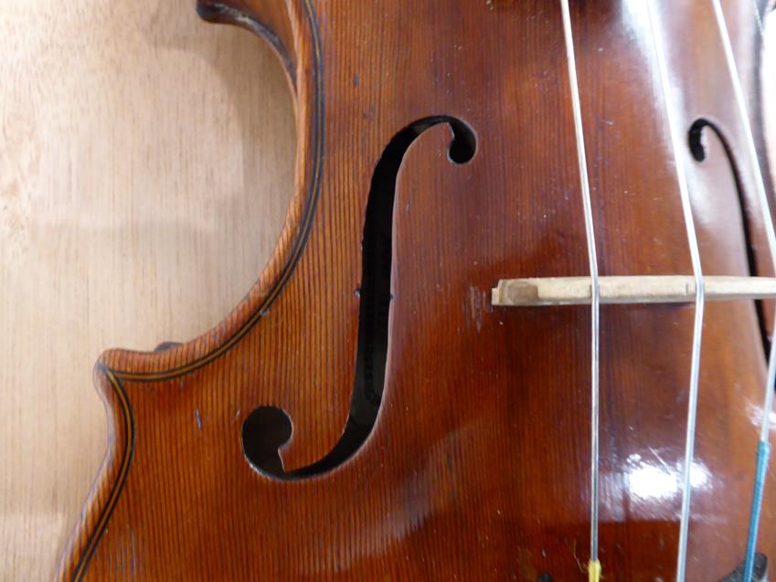 Violin 14'' two piece back, ebony fittings, labelled 'Giovanni Pistucci Napoli 1889'Some damage to - Image 13 of 24