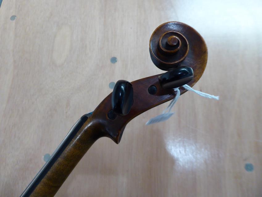 Violin 14'' two piece back, ebony fittings, labelled 'Giovanni Pistucci Napoli 1889'Some damage to - Image 4 of 24