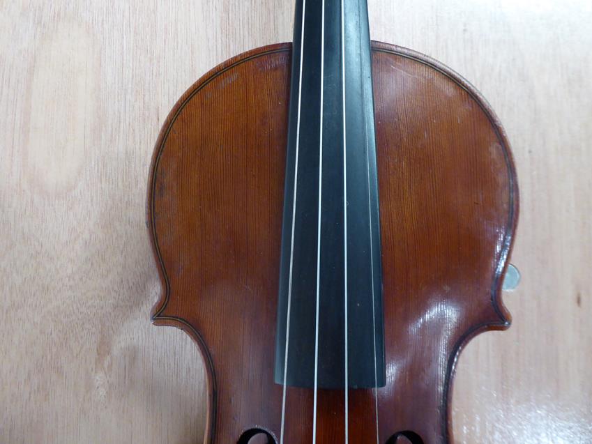 Violin 14'' two piece back, ebony fittings, labelled 'Giovanni Pistucci Napoli 1889'Some damage to - Image 9 of 24
