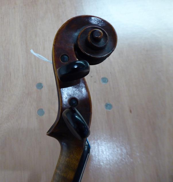 Violin 14'' two piece back, ebony fittings, labelled 'Giovanni Pistucci Napoli 1889'Some damage to - Image 3 of 24