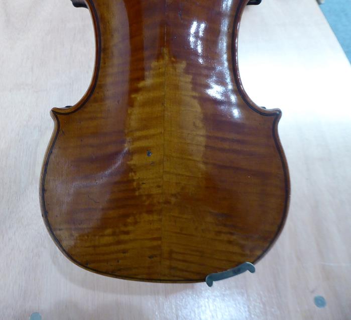 Violin 14'' two piece back, ebony fittings, labelled 'Giovanni Pistucci Napoli 1889'Some damage to - Image 17 of 24