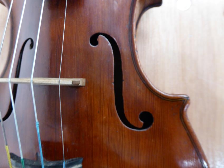 Violin 14'' two piece back, ebony fittings, labelled 'Giovanni Pistucci Napoli 1889'Some damage to - Image 14 of 24