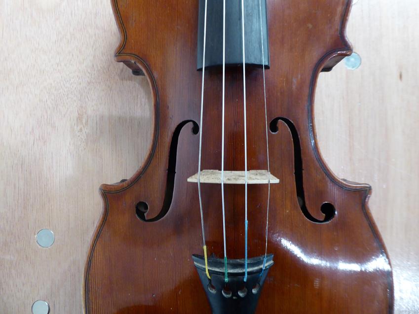 Violin 14'' two piece back, ebony fittings, labelled 'Giovanni Pistucci Napoli 1889'Some damage to - Image 10 of 24