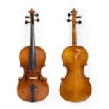 Violin 13 1/4'' one piece back, student quality, has number T2349 felt tipped inside