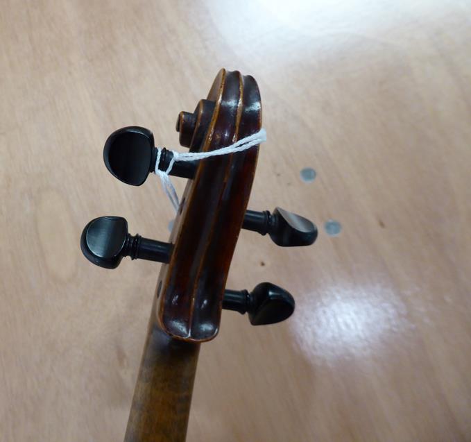 Violin 14'' two piece back, ebony fittings, labelled 'Giovanni Pistucci Napoli 1889'Some damage to - Image 5 of 24