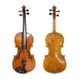 Violin 14'' two piece back, ebony fingerboard, no label (cased)