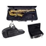 Saxophone Eb Alto 'The Buescher Elkhard Ind.' lacquered body with silver coloured keys, serial no.