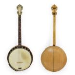 Wm L Lange Paramount Style A Four String Banjo 11'' head, 19 frets, 24 lugs, quick release wooden