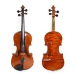 Violin 14'' two piece back, ebony fittings, labelled 'Manufactured in Berlin special copy of