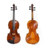 Violin 14'' two piece back, ebony fittings, labelled 'Giovanni Pistucci Napoli 1889'Some damage to