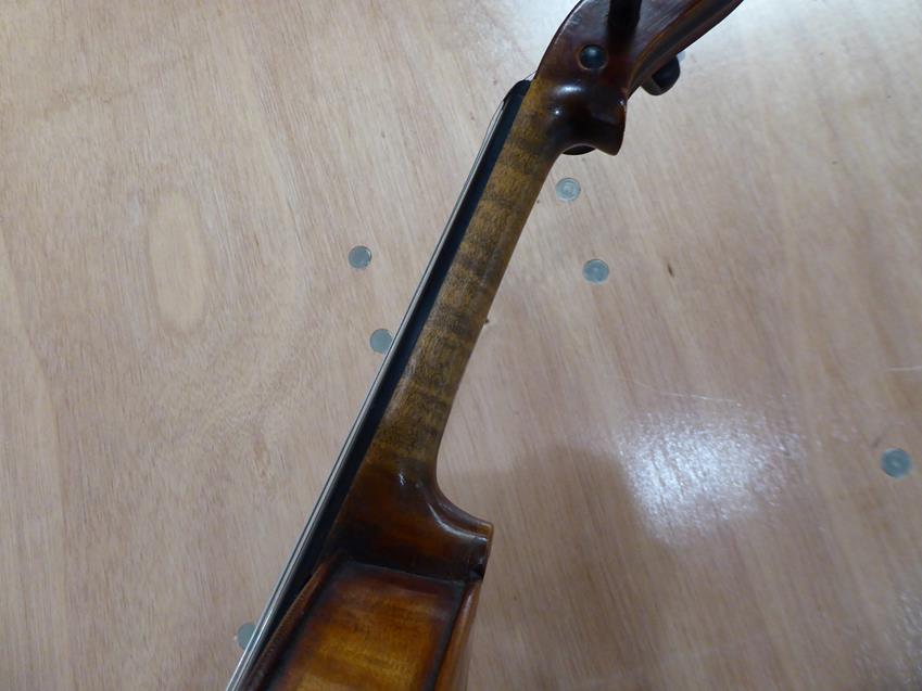 Violin 14'' two piece back, ebony fittings, labelled 'Giovanni Pistucci Napoli 1889'Some damage to - Image 8 of 24