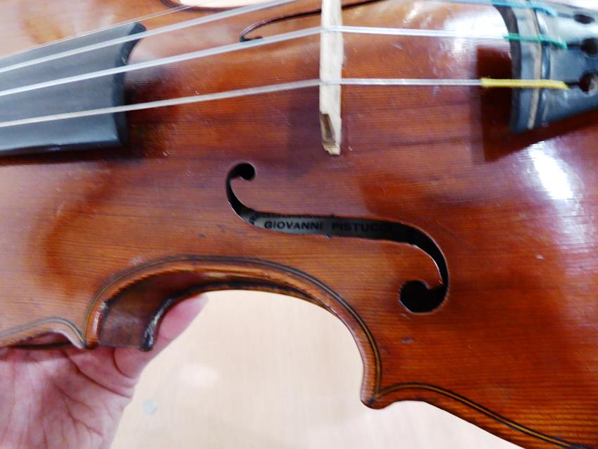 Violin 14'' two piece back, ebony fittings, labelled 'Giovanni Pistucci Napoli 1889'Some damage to - Image 22 of 24