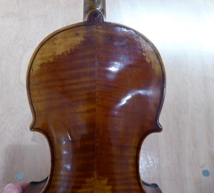 Violin 14'' two piece back, ebony fittings, labelled 'Giovanni Pistucci Napoli 1889'Some damage to - Image 16 of 24