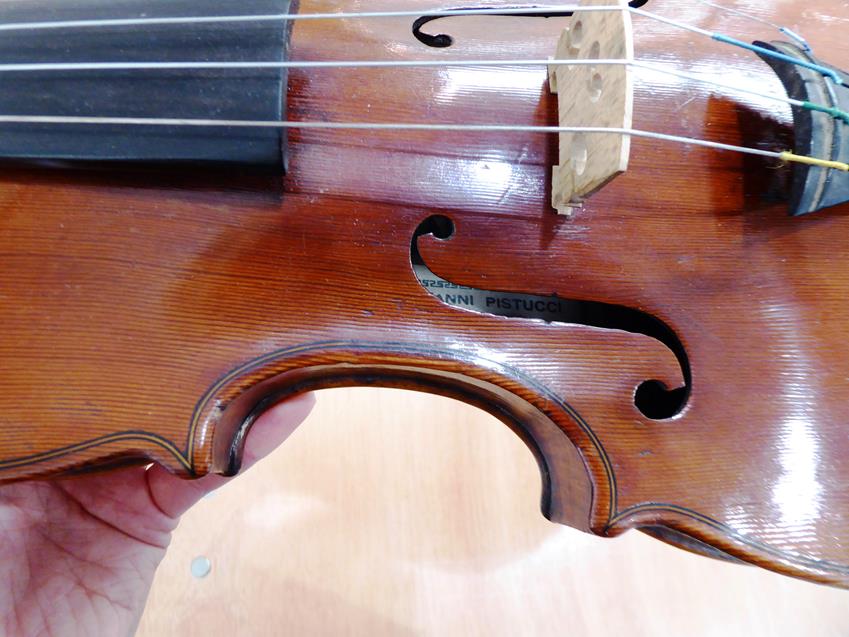 Violin 14'' two piece back, ebony fittings, labelled 'Giovanni Pistucci Napoli 1889'Some damage to - Image 23 of 24