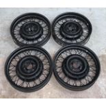 ~ Four Pre-War 19'' Wire Wheels, sand-blasted and repainted black