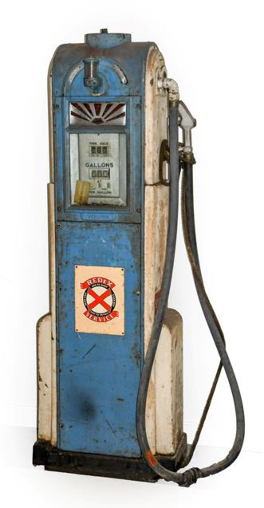 ~ A 1930's Wayne Free-Standing Forecourt Petrol Pump Dispenser, complete with rubber hose and