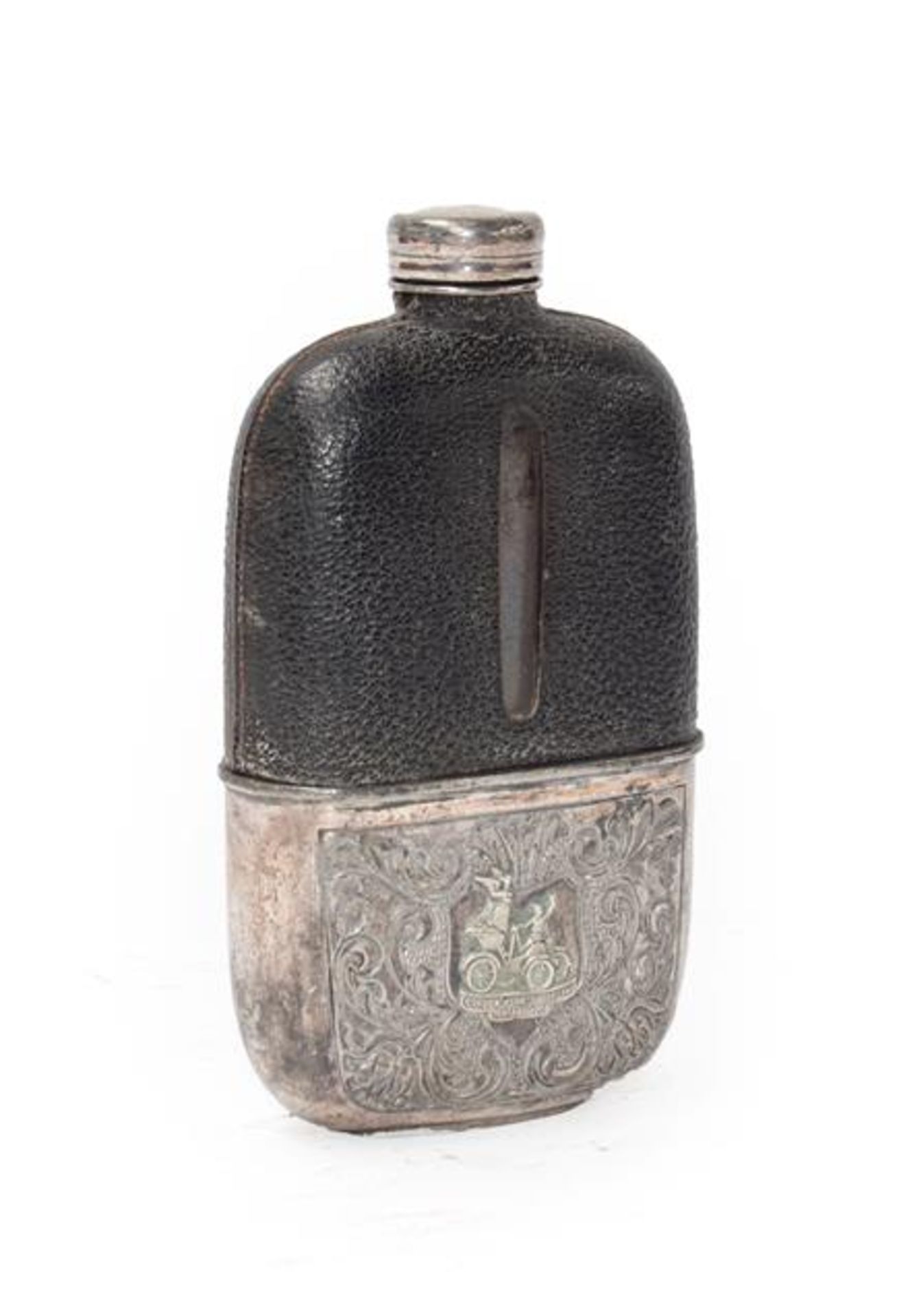 The Gordon Bennett Road Race, Ireland 1903: a silver plated souvenir winner's brandy flask, half