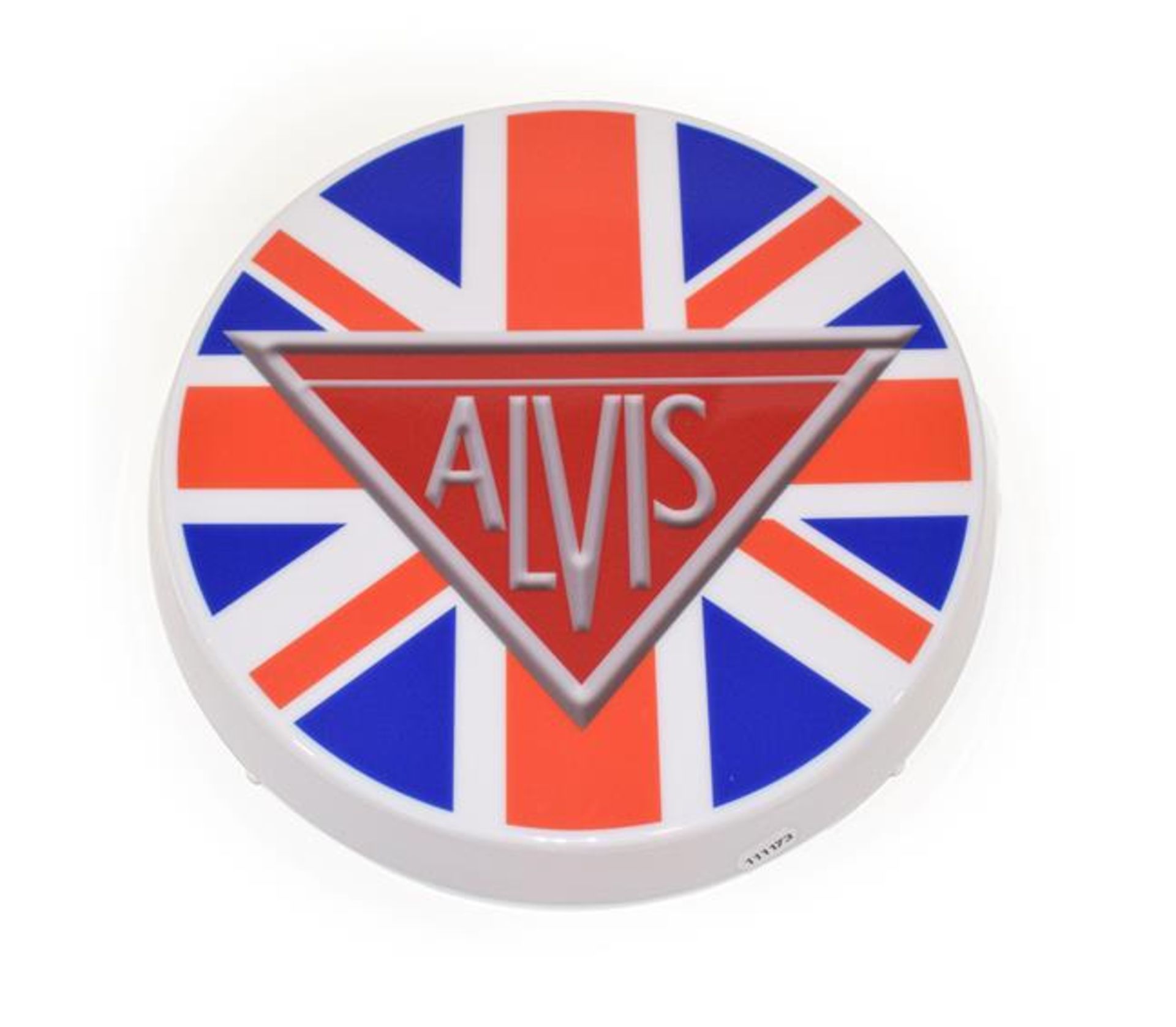 An Illuminated Car Display Sign: Alvis, with low voltage transformer, 43cm diameter