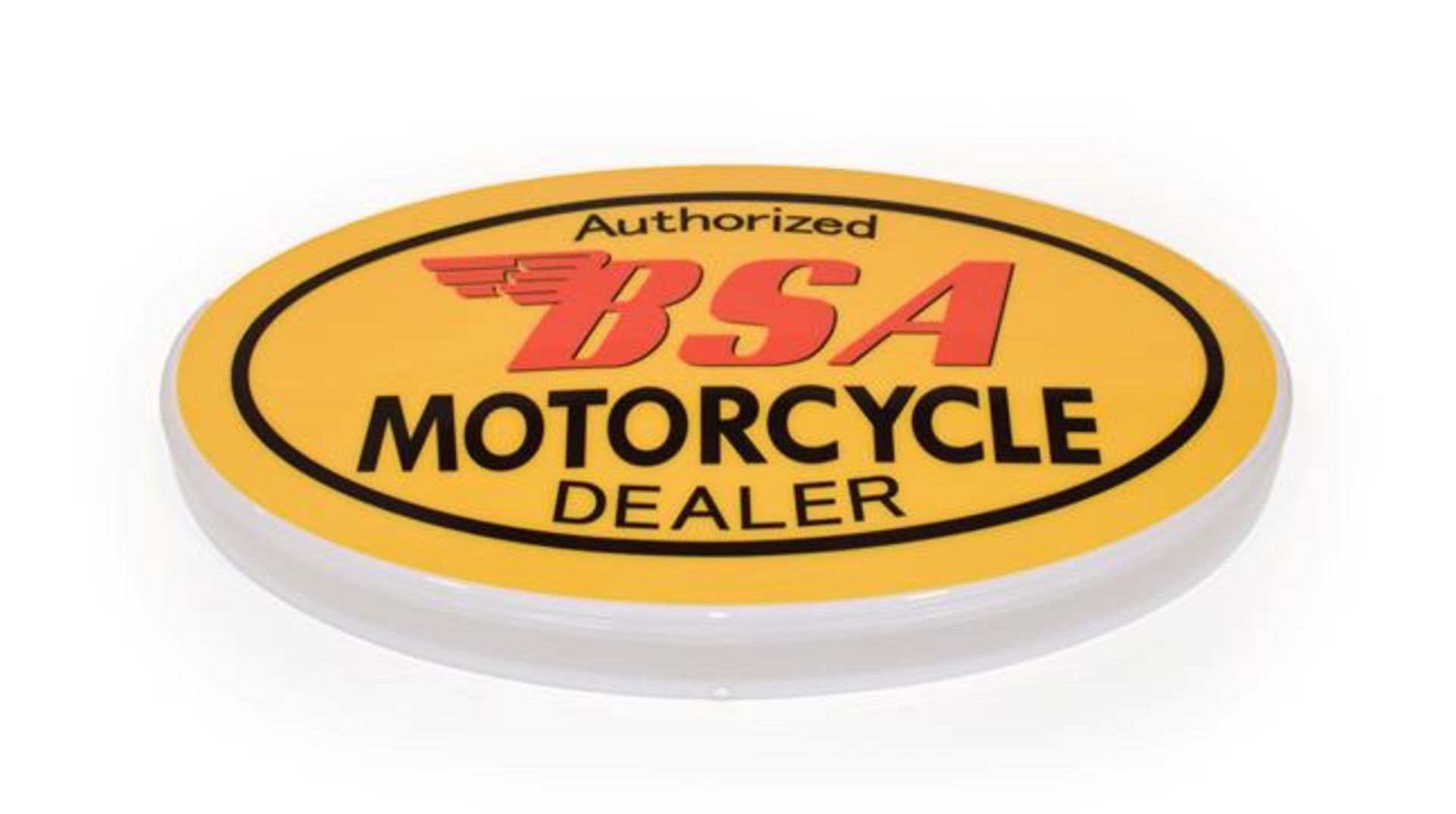 An Illuminated Car Display Sign: Authorised BSA Motorcycle Dealer, with low voltage transformer,