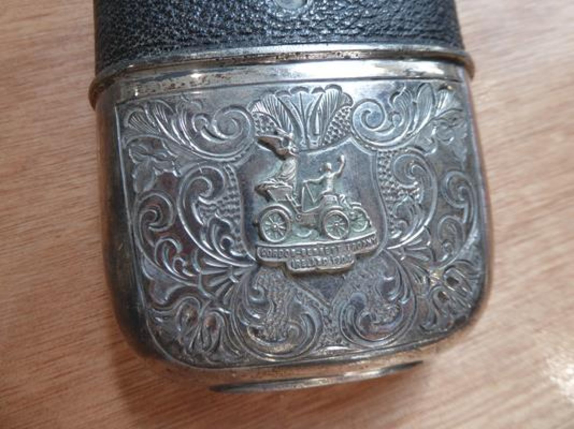 The Gordon Bennett Road Race, Ireland 1903: a silver plated souvenir winner's brandy flask, half - Image 7 of 10