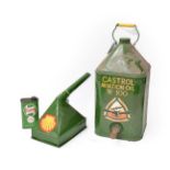 ~ A Castrol Aviation Oil W100 Green Painted Oil Can, with carrying handle and screw top, 52cm