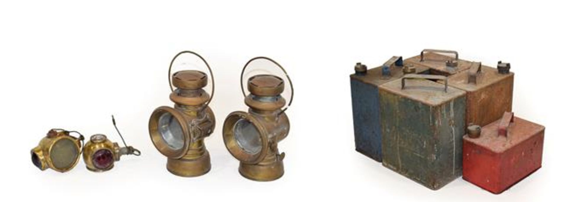 A Pair of Early 20th Century Joseph Lucas King of the Road Brass Lamps, with 3'' glass lenses,