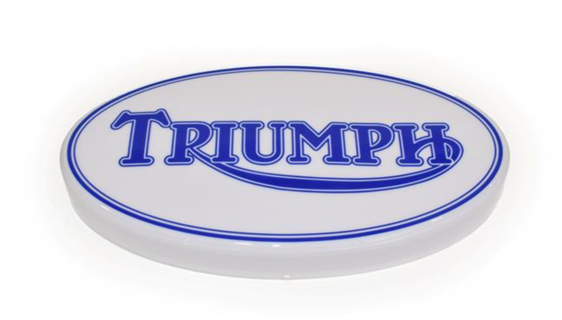 An Illuminated Car Display Sign: Triumph, with low voltage transformer, 58cm diameter