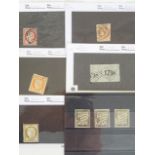 France, classics group, 8 high-cat items on counter cards, with Ceres 1fr imperf used three