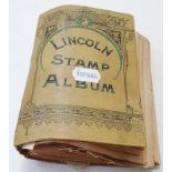 Worldwide, vintage collection in a 19th century Lincoln album containing hundreds of early stamps,