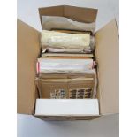 Benelux and Colonies, Carton with 1000s of mint and used stamps, on groups of pages, vintage