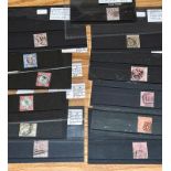 Great Britain, surface-printed group of 12 stamps, 1873 to 1887 issues used, generally neat bar