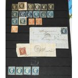 France 1849-52 Ceres used range incl. shades of 20c (6), 25c (13, incl.on entires x3), 40c (2),1f.