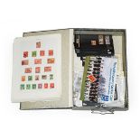 Worldwide, box-file of 1000+ mint and used stamps on cards, album pages and loose in packets,