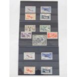 France, airmail mint sets, 1949-50 aerial views set (SG.1055-59, cat. £350) and two 1954 planes sets