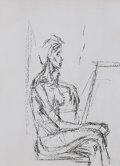 After Alberto Giacometti (1901-1966) Italian ''Seated Nude'' Lithograph, 36.5cm by 26.5cm