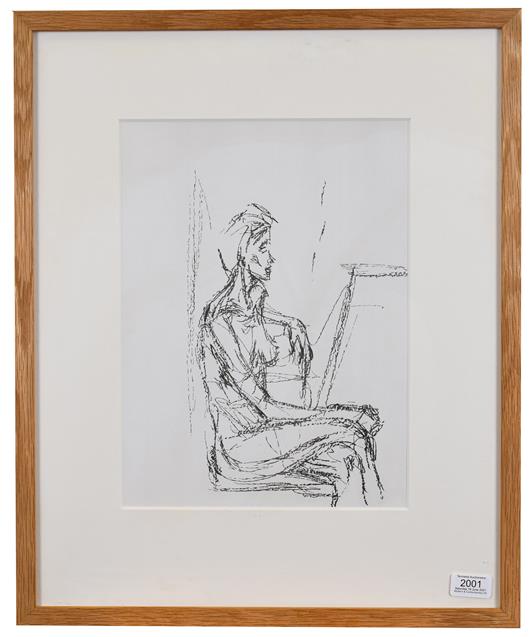 After Alberto Giacometti (1901-1966) Italian ''Seated Nude'' Lithograph, 36.5cm by 26.5cm - Image 2 of 2