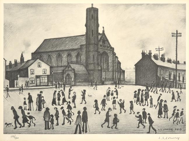 After Laurence Stephen Lowry RBA, RA (1887-1976) ''St. Mary's Beswick'' Signed in pencil and