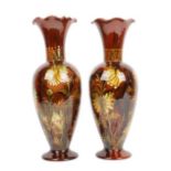 A Pair of Linthorpe Pottery Vases, shape 2219, decorated by Clara Pringle with daisies in a